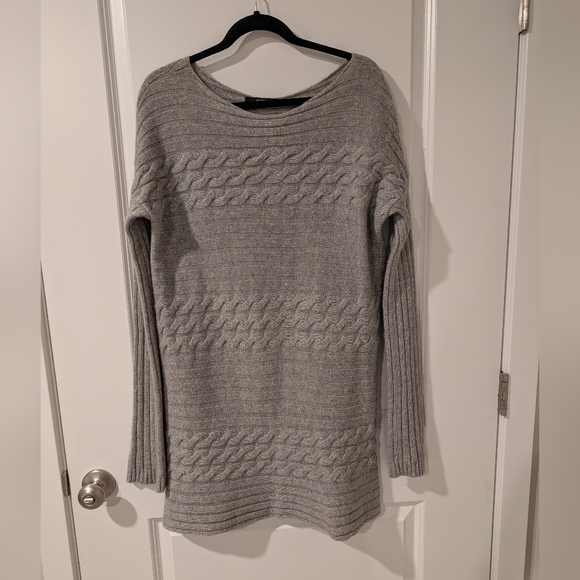 ALPHA Massimo Rebecchi Cashmere-Wool Cable Knit Sweater Dress - Picture 2 of 8